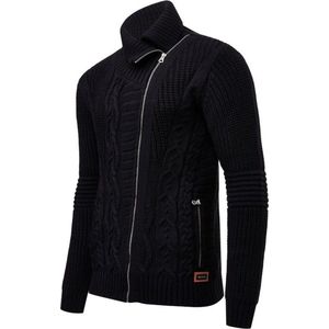 Heren vest kabel gebreid zwart - 13389