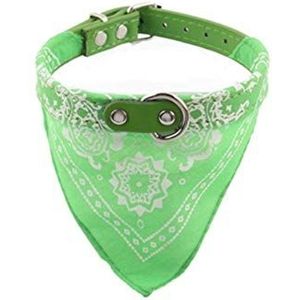 Verstelbare Small Halsbanden Puppyhuisdier Outdoor Kattenhalsband Print Sjaal Ontwerp Halsband Halsdoek (Color : Green, Size : M)
