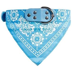Verstelbare Small Halsbanden Puppyhuisdier Outdoor Kattenhalsband Print Sjaal Ontwerp Halsband Halsdoek (Color : Sky Blue, Size : S)