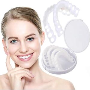 Dazzluxe Tijdelijke Whitening Tanden Fineer, 2 Paar Comfort Cosmetische Bovenste En Onderste Valse Tandenbeugels, Instant Perfecte Glimlach Kunstgebit Valse Tanden Voor Mannen Vrouwen