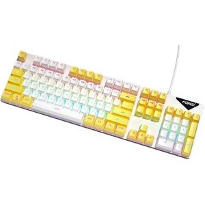 FOREV FVQ302 Gemengde kleur Bedraad mechanisch gaming verlicht toetsenbord (wit geel)