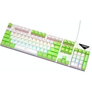 FOREV FVQ302 Gemengde kleur Bedraad mechanisch gaming verlicht toetsenbord (wit groen)