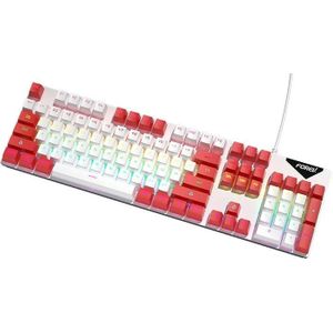 FOREV FVQ302 Gemengde kleur Bedraad mechanisch gaming verlicht toetsenbord (wit rood)