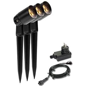 Garden Lights® Neso Tuinverlichtingsset, 12 V, 2 W, led, IP44 PP, kunststof, zwart, te gebruiken met grondpen of montagevoet, geschikt voor elke tuin en perk