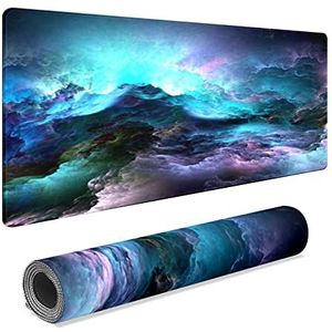 Custom Design Grote Muismat, Abstracte Kleuren Onwerkelijke Wolken MousePads met Rubberen Base Duurzaam Gestikte Randen Muismatten voor Office Gaming Laptop Computer 35,4 x 15,6 inch