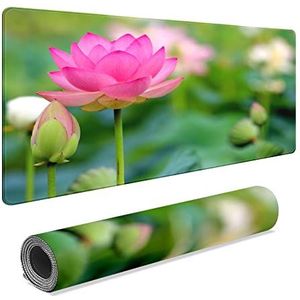 Custom Design Grote Muismat, Lotus MousePads met Rubber Base Duurzaam Gestikte Randen Muismatten voor Office Gaming Laptop Computer 35,4 x 15,6 inch