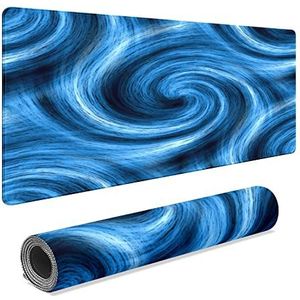 Custom Design Grote Muismat, Blauwe Swirl MousePads met Rubber Base Duurzaam Gestikte Randen Muismatten voor Office Gaming Laptop Computer 35,4 x 15,6 inch