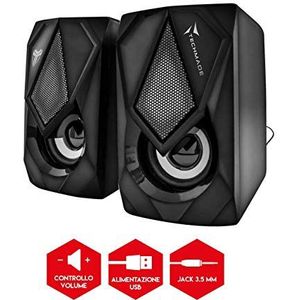Techmade TM-GAMSPEAKER 2-weg luidspreker Zwart Bedraad 3 W, PC-luidspreker, Zwart