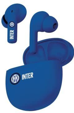 TECHMADE Inter, draadloze in-ear hoofdtelefoon met dubbele microfoon, officiële inter-hoofdtelefoon met oplaadbox, zwart/lichtblauw