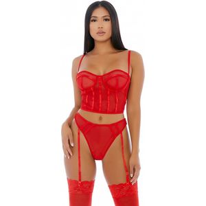 Forplay - Pure intimiteit mesh bustier set - rood