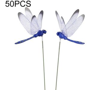 50PCS Simulation Plug Rod Magnetic Dragonfly Home Wall Garden Decoration(Blue)