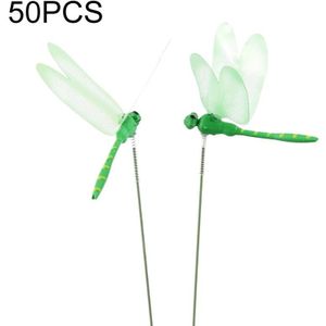 50PCS Simulation Plug Rod Magnetic Dragonfly Home Wall Garden Decoration(Green)