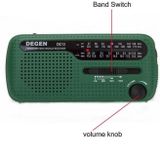 DE13 Hand-Cranked Power Full Band Solar Charging Emergency Outdoor Radio (Groen)