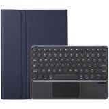 YA08B-A  Lambskin Texture Voltage Round Keycap Bluetooth Keyboard Leather Case with Touchpad For Samsung Galaxy Tab A8 10.5 2021 SM-X200 / SM-X205(Blue)