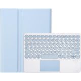 YA700B-A Candy Color Skin Feel Texture Round Keycap Bluetooth Keyboard Leather Case with Touchpad For Samsung Galaxy Tab S8 11 inch SM-X700 / SM-X706 & S7 11 inch SM-X700 / SM-T875(White Ice)