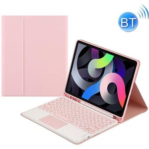 Round Cap Bluetooth -toetsenbordleren hoesje met penslot & touchpad voor Samsung Galaxy Tab A7 10.4 2020 (roze+roze toetsenbord)