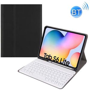 Ronde dop Bluetooth-toetsenbord lederen tas met pensleuf  zonder touchpad voor Samsung Galaxy Tab A7 10.4 2020 (zwart + wit toetsenbord)
