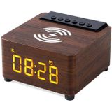 K2 Multifunctional Desktop Wooden Bluetooth Speaker Wireless Loudspeaker(Dark Brown)