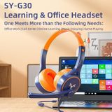 SOYTO SY-G30 bedrade ruisonderdrukkende ergonomische gamingheadset  interface: USB (blauw oranje)