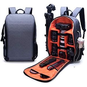 SLR Camera Bag Anti-theft Waterproof Large Capacity Shoulder Outdoor Photography Bag Fashion Camera Backpack(Grey)