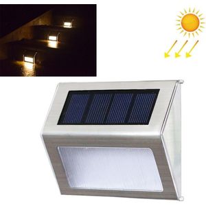 2PCS Solar Stainless Steel 3 LED Stair Wall Lamp Outdoor Garden Fence Light (Warm Licht)