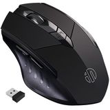 Inphic PM6 6 Keys 1000/1200/1600 DPI Home Macro Programming Gaming Wireless Mechanical Mouse  Colour: Black Wireless Charging Silent Version