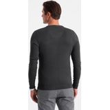 Ombre - Heren V-Hals Sweater - Ribgebreide Boorden - Donkergrijs - Italianstyle