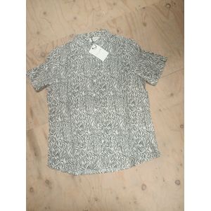 Frivilin - Overhemd - Gebroken Wit met Groene Print - Viscose - Korte Mouw