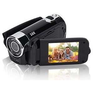 Digitale camcorder, draagbare 2,7 inch 270 ° rotatie 1080P 16 keer digitale zoom Video DV-camera voor thuisgebruik/reizen(Zwart)
