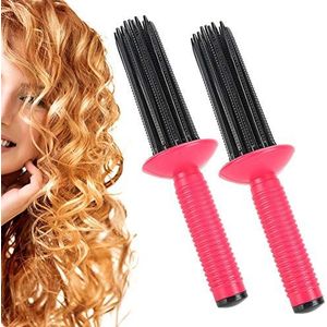2 stuks haar pluizige curling roll kam, anti-slip krultang hairstyling haar krultang tools (17 kam tanden)