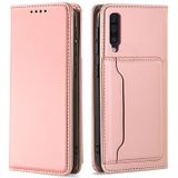 Voor Samsung Galaxy A70 Strong Magnetism Liquid Feel Horizontal Flip Leather Case met Holder & Card Slots & Wallet(Rose Gold)