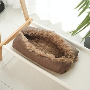 Kennel Dog Mat Dual-Use Winter Warme Kattenbakvulling  Grootte:90x100cm(Lichte Koffie)