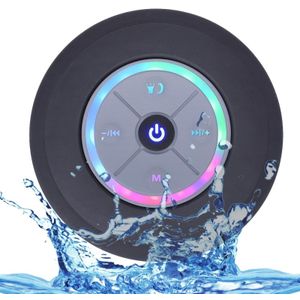 BTS-08 draadloze Bluetooth Speaker waterdichte LED FM-radio subwoofer Bluetooth-kolom TF-kaart zuignap mini douche speaker (zwart)