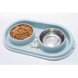 Pet Supplies Stainless Steel Plastic Anti-slip Leak-proof Cat and Dog Bowls(Blue)