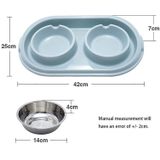 Pet Supplies Stainless Steel Plastic Anti-slip Leak-proof Cat and Dog Bowls(Blue)