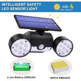 30 LEDs Solar Light Dual Head Solar lamp PIR bewegings sensor Spotlight waterdichte buiten verstelbare hoek verlichting