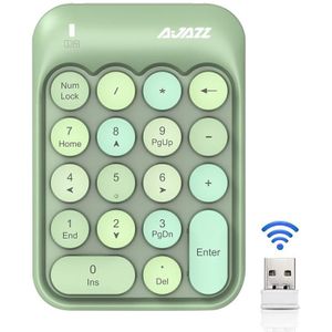 Ajazz AK18 2.4G Mini Wireless Mixed Color Keys Numeriek toetsenbord (Groen)