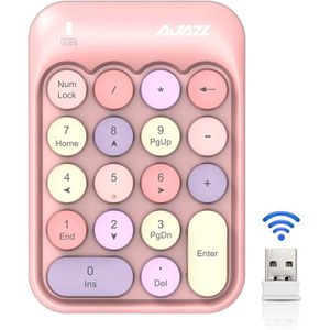 Ajazz AK18 2.4G Mini Wireless Mixed Color Keys Numeriek toetsenbord (Roze)