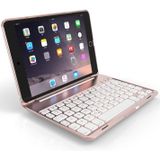 F8SM+ voor iPad mini 4 Laptop versie kleurrijke achtergrondverlichting aluminium legering Bluetooth-toetsenbord beschermhoes (Rose Gold)