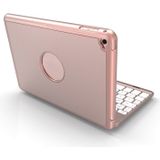 F8SM+ voor iPad mini 4 Laptop versie kleurrijke achtergrondverlichting aluminium legering Bluetooth-toetsenbord beschermhoes (Rose Gold)