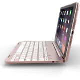 F8SM+ voor iPad mini 4 Laptop versie kleurrijke achtergrondverlichting aluminium legering Bluetooth-toetsenbord beschermhoes (Rose Gold)