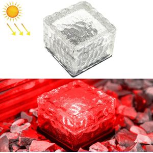 Solar Powered Square Tempered Glass Outdoor LED Begraven Licht Tuin Decoratie Lamp IP55 Waterdicht Grootte: 7 x 7 x 5cm (Rood licht)