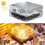 Solar Powered Square Tempered Glass Outdoor LED Begraven Licht tuin decoratie lamp IP55 Waterdicht Grootte: 10 x 10 x 5 2 cm (Warm Wit)