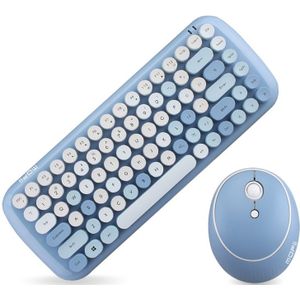 Mofii CADNY Pink Girl Heart Mini Mixed Color Wireless Keyboard Mouse Set (Blauw)