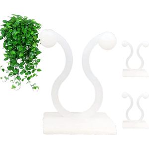 Zelfklevende plantenclips voor aan de muur - 10 stuks klein - Transparant/wit - Multi toepasbaar, kabel organizer enz.