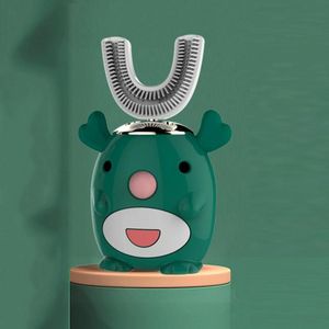 U3 Kinderen Smart Sonic Portable Cleaning U-vormige elektrische tandenborstel (Elk Groen 6-14 jaar oud)