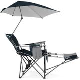 Sport-Brella Verstelbare Campingstoel - Visstoel - Strandstoel met Parasol - Blauw