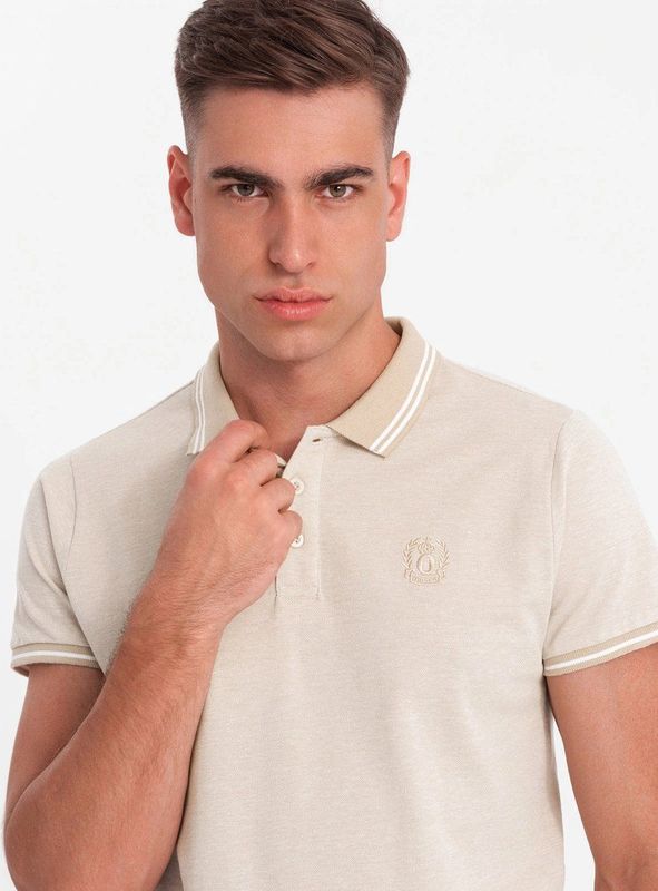 Marco Casette - Poloshirt Heren - Creme - Opdruk - Italia Moda