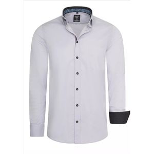 Rusty Neal - Rustyneal - Herenoverhemd - Grijs - Harde Kraag - Katoen