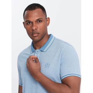 Italian Style - Poloshirt Heren - Korte Mouw - Blue Melange - Italianstyle